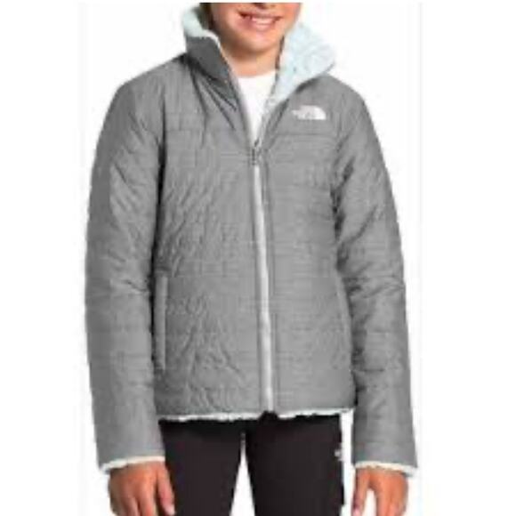 The North Face Gray soft shell reversible mint green minky Jacket Size MEDIUM - Picture 1 of 10